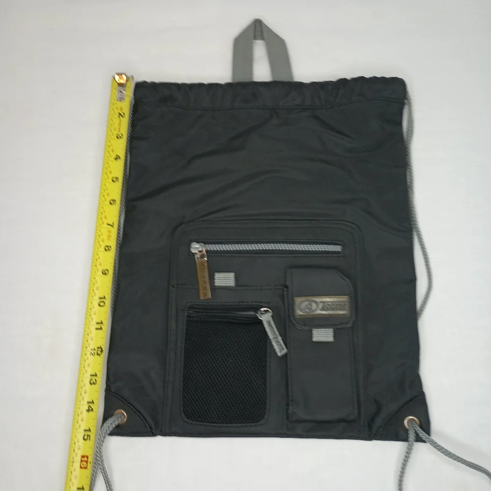 Access Multi Compartment Vinyl Sackpack Travel Business School Backpack Black